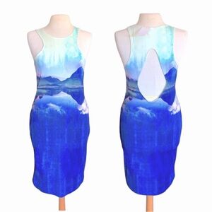 BEYONCÉ FOR H&M I Printed Landscape Bodycon Dress with Back Cut-Out